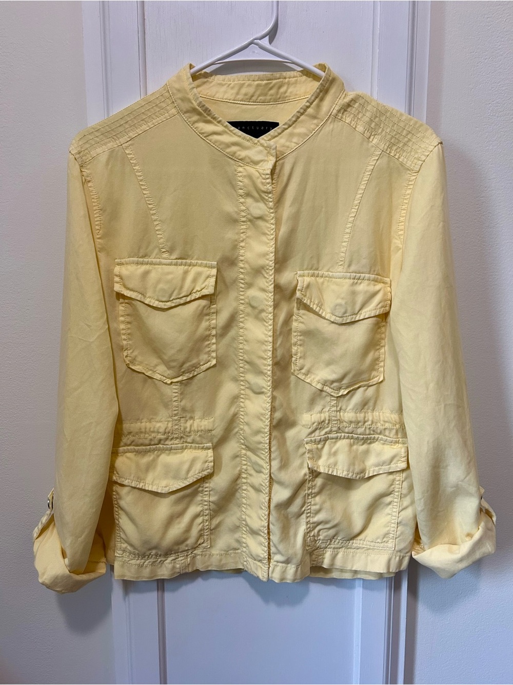 Sanctuary Yellow Lyocell Utility Jacket Medium Safari Military Snap Front